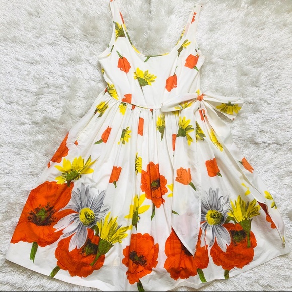 Moulinette Soeurs Floral Dress - White and Orange - Picture 5 of 8
